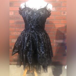 Size large Hell Bunny sateen black dress